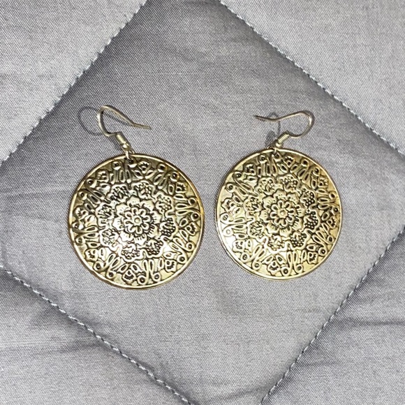 Golden Medallion Earrings - Picture 1 of 1